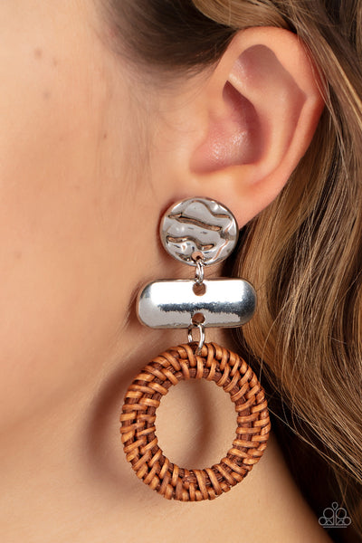 Paparazzi Woven Whimsically Brown Earrings
