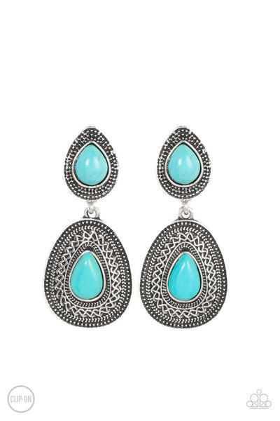 Paparazzi Country Soul - Clip on Blue Earrings