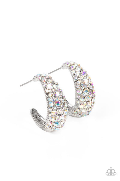 Paparazzi Glamorously Glimmering - Multi Iridescent Hoop Earrings