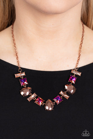 Paparazzi Interstellar Ice - Copper Oil Spill Necklace