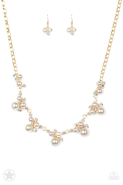 Paparazzi Toast To Perfection Gold Pearl Blockbuster Necklace