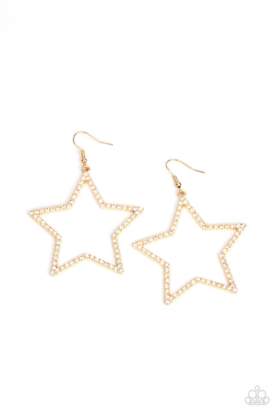 Paparazzi Supernova Sparkle - Gold Star Earrings