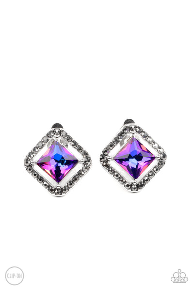 Paparazzi Cosmic Catwalk - Purple Clip on Iridescent Earrings