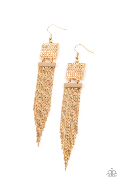 Paparazzi Dramatically Deco - Life of the Party Gold Earrings