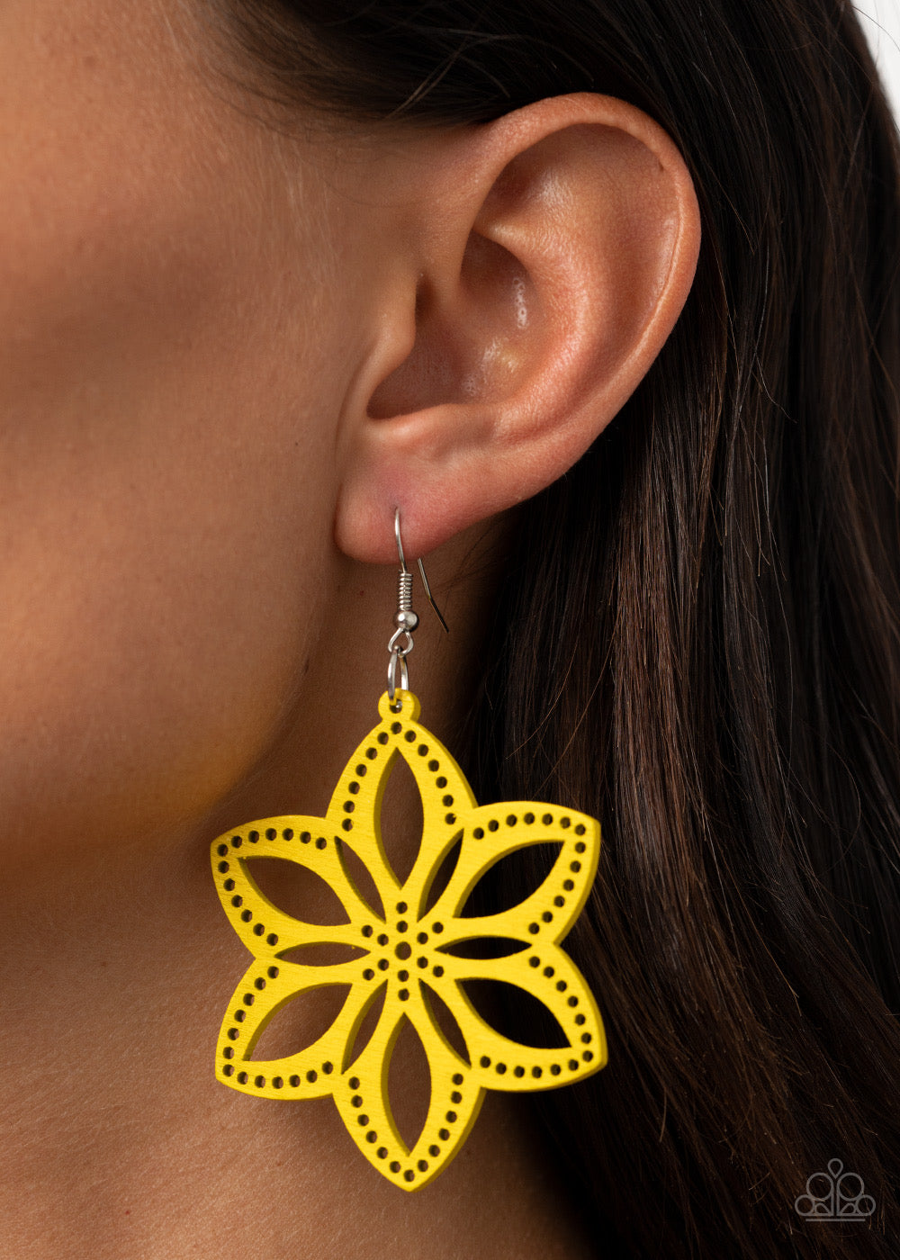 Paparazzi Bahama Blossoms - Yellow Wooden Earrings