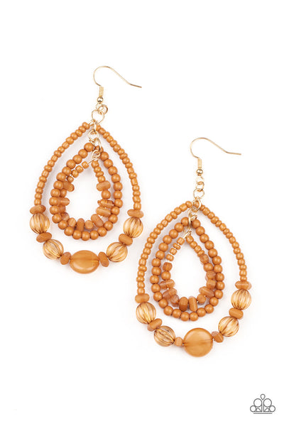 Paparazzi Prana Party - Brown Earrings