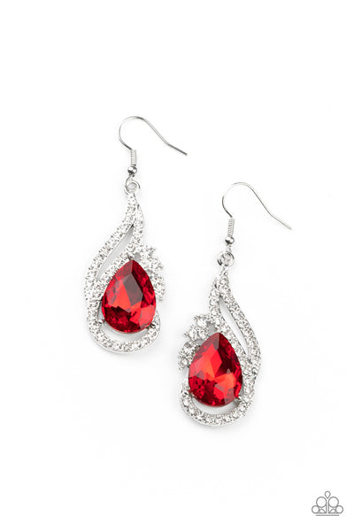 Paparazzi Dancefloor Diva - Red Earrings