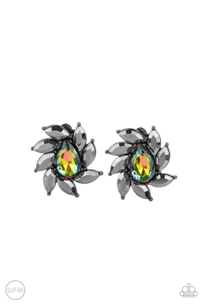 Paparazzi Sophisticated Swirl - Multi Oil Spill Clip on Earrings