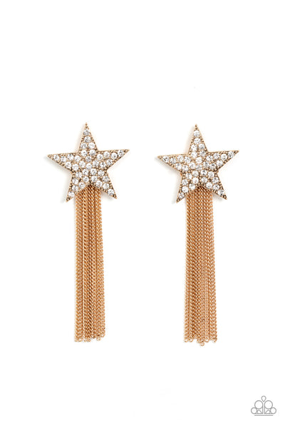 Paparazzi Superstar Solo - Gold Star Earrings