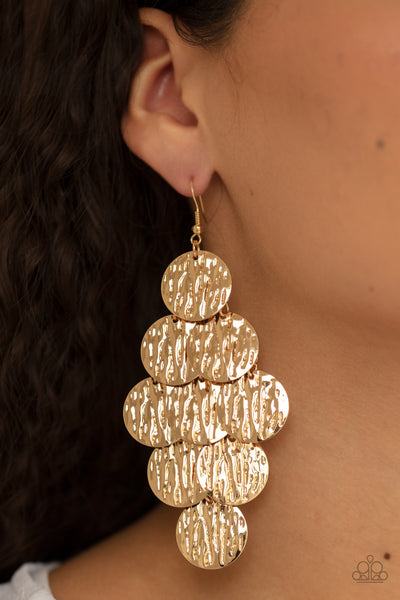 Paparazzi Uptown Edge - Gold Earrings