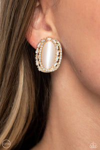 Paparazzi Shimmery Statement - Gold Clip on Earrings