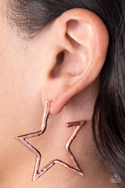 Paparazzi All-Star Attitude - Copper Earrings