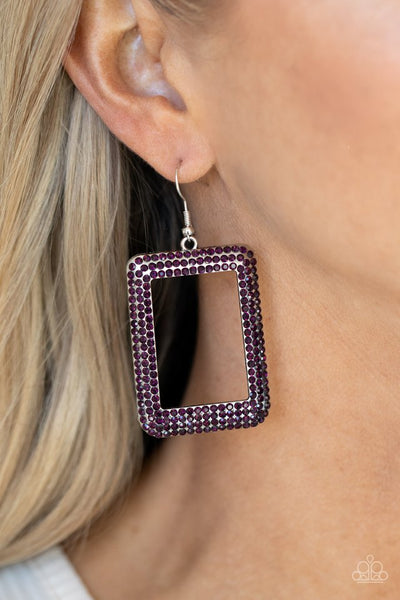 Paparazzi World Frame-ours Purple Earrings