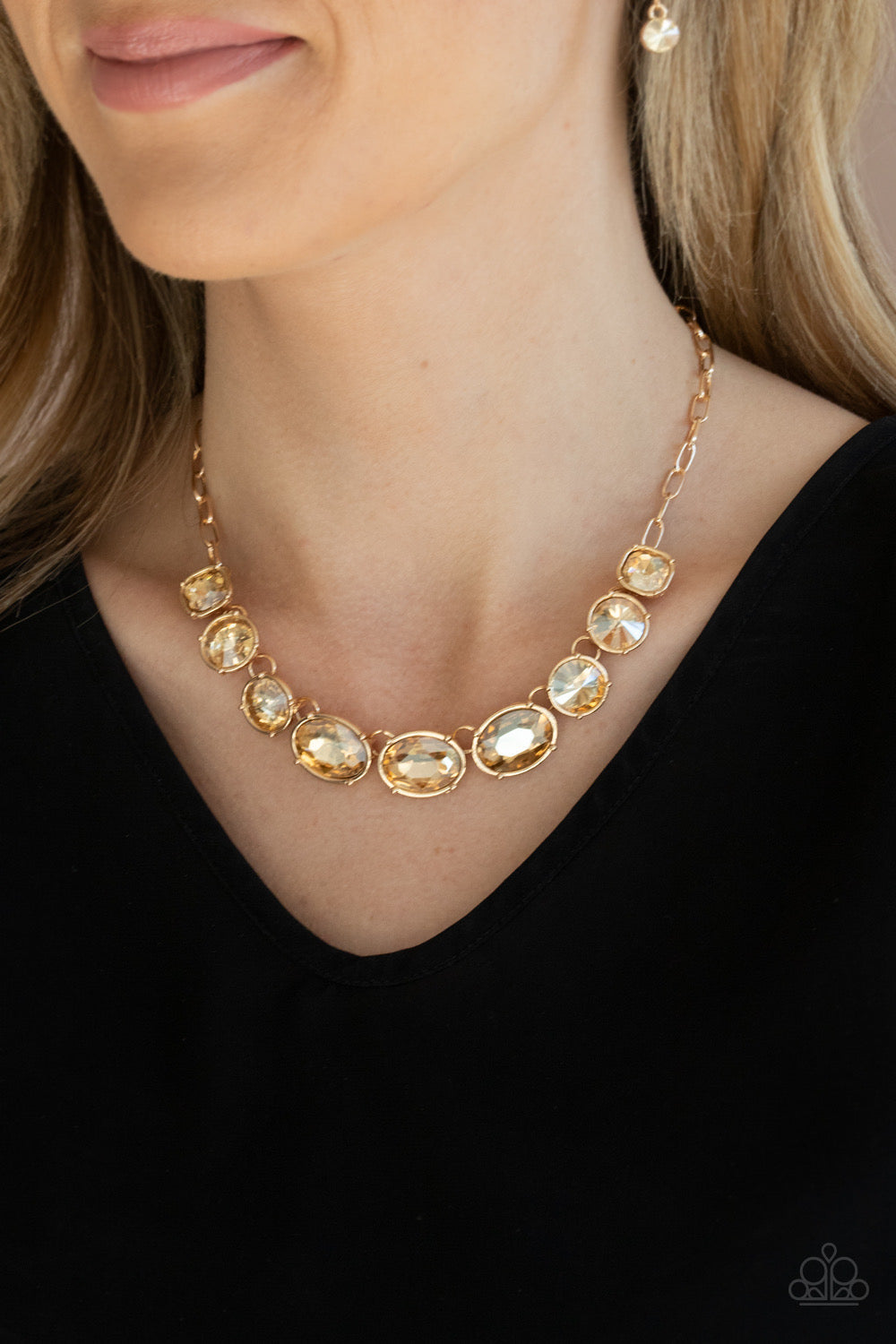 Paparazzi Gorgeously Glacial - Gold Necklace