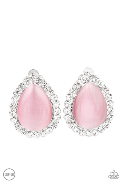 Paparazzi Downright Demure - Pink Clip on Earrings