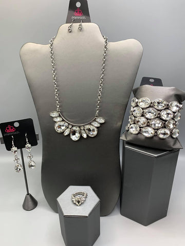 Paparazzi seven Piece White Bling Complete Set