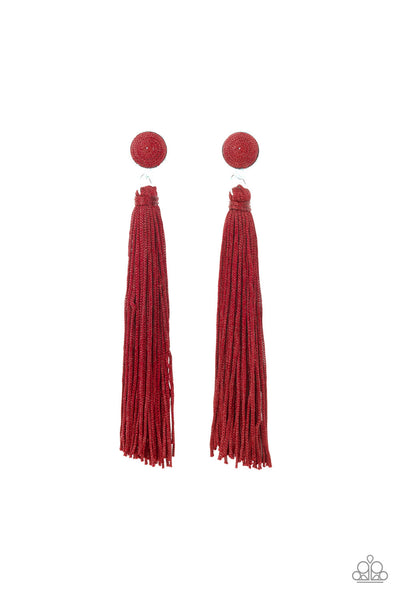 Paparazzi Tightrope Tassel - Red Earrings