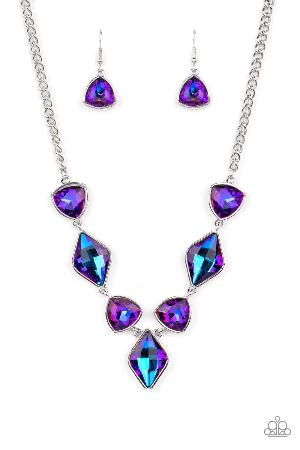 Paparazzi Glittering Geometrics - Purple UV Shimmer Necklace