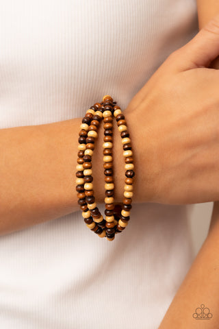 Paparazzi Oceania Oasis - Brown Wooden Bracelet