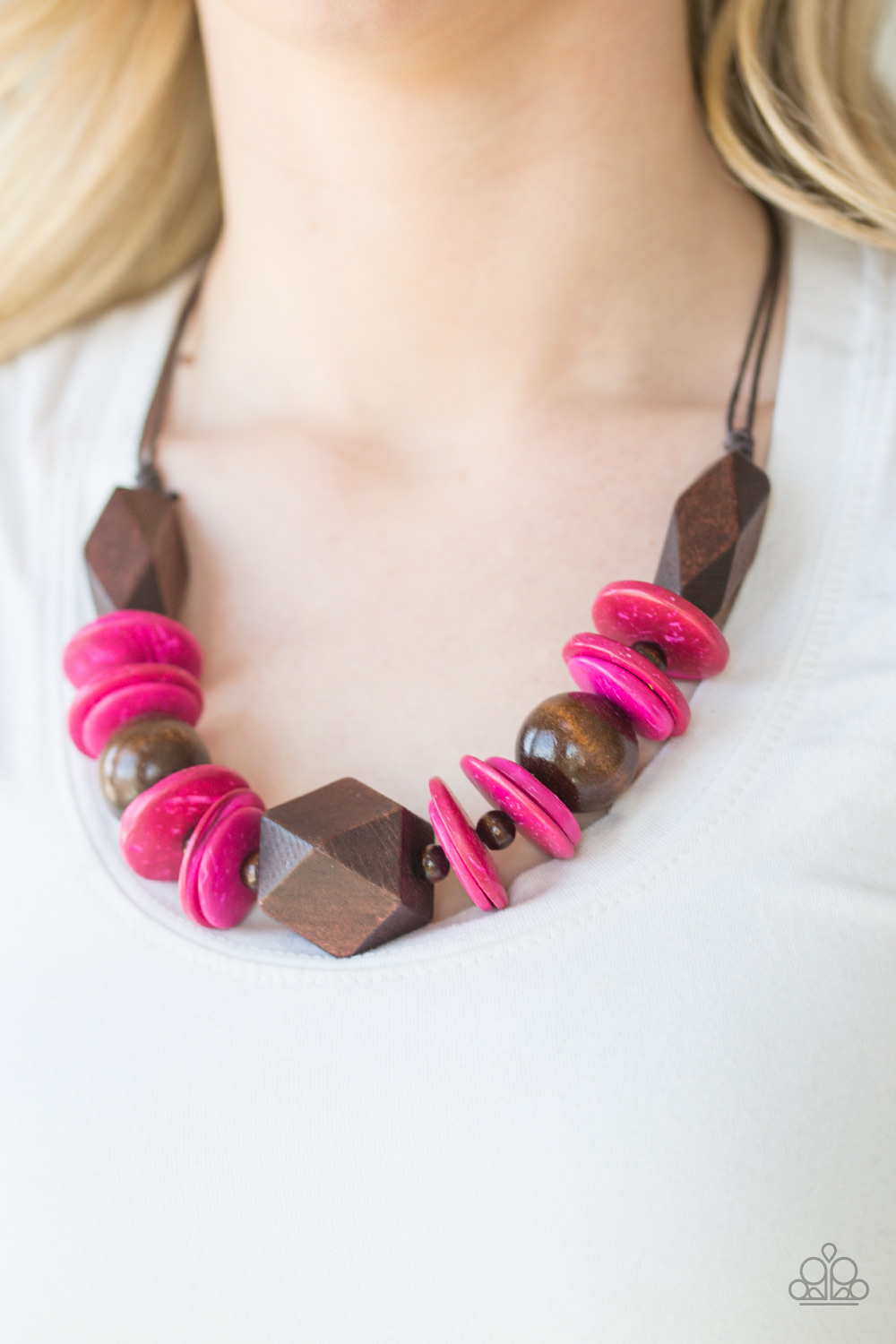 Paparazzi Pacific Paradise - Pink Wooden Necklace