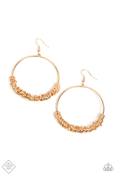 Paparazzi Retro Ringleader October Fashion Fix Gold Earrings