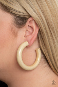 Paparazzi I WOOD Walk 500 Miles - White Earrings