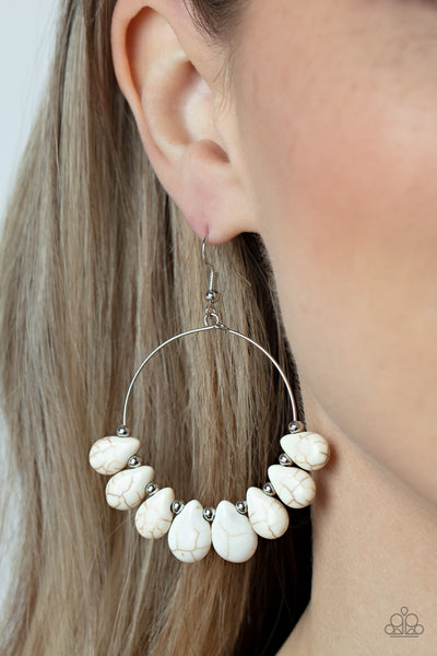 Paparazzi Canyon Quarry - White Earrings