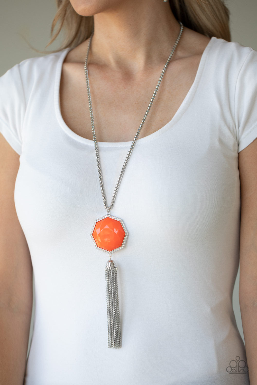 Paparazzi Prismatically Polygon - Orange Necklace