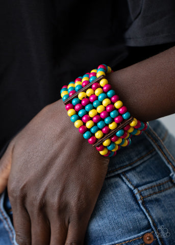 Paparazzi Tanning in Tanzania Multi Wooden Bracelet