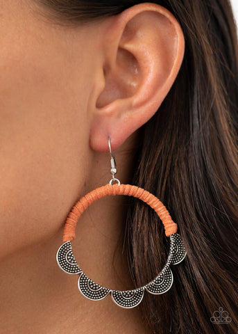 Paparazzi Tambourine Trend Orange Earrings