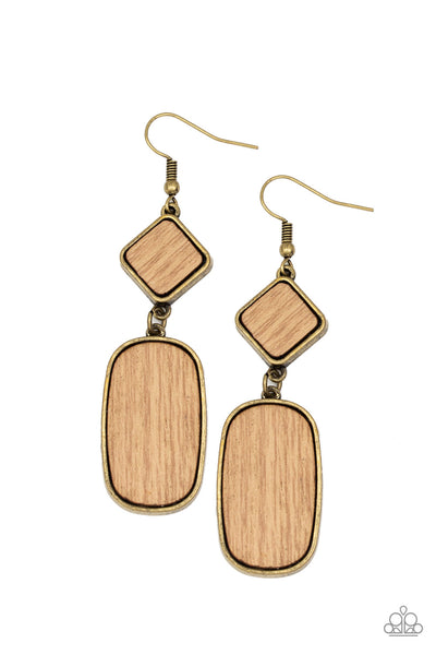 Paparazzi You WOOD Be So Lucky - Brass Earrings