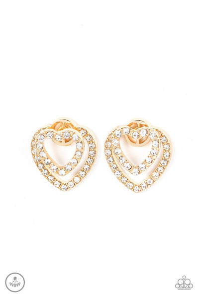 Paparazzi Dainty Enamored Gold Heart Earrings