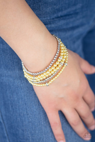 Paparazzi Fiercely Frosted - Yellow Bracelet