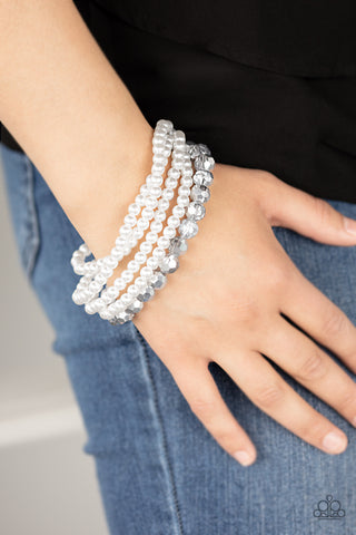 Paparazzi Refined Renegade - White Bracelet