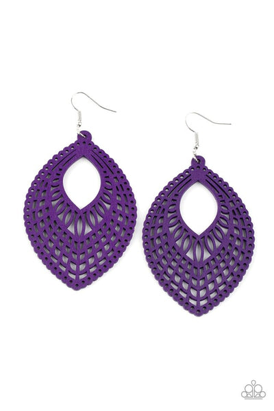 Paparazzi One beach at a Time Purple Wooden Earrings