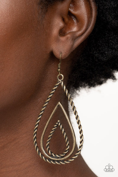 Paparazzi Tastefully Twisty - Brass Earrings