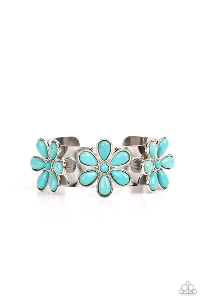 Paparazzi Desert Flower Patch - Blue Cuff Bracelet