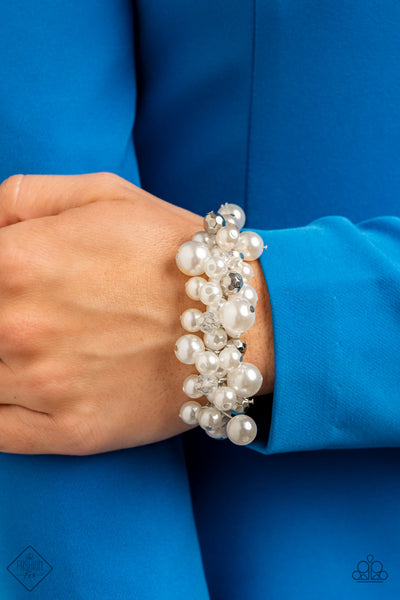 Paparazzi Elegantly Exaggerated - White Bracelet January Fashion Fix 2022