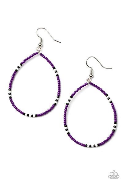 Paparazzi Keep Up The Good BEADWORK - Purple  Earrings