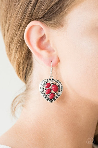 Paparazzi Wild Heart Wonder - Red Earrings