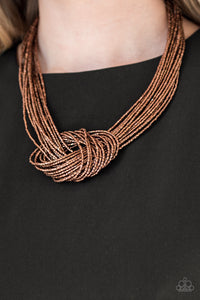 Paparazzi Knotted Knockout - Copper Necklace