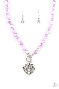 Paparazzi Color Me Smitten - Purple Pearl Heart Necklace