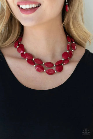 Paparazzi Two Story Stunner Red Necklace