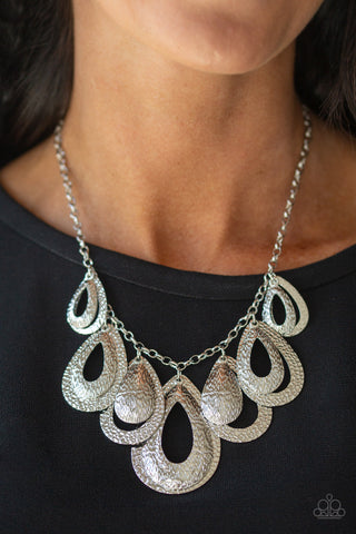 Paparazzi Teardrop Tempest - Silver Necklace