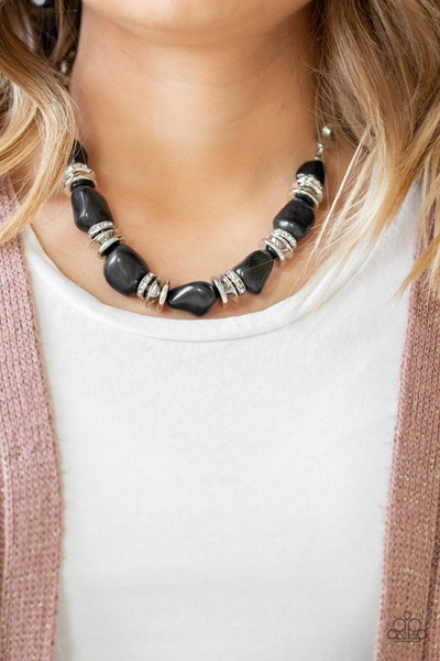 Paparazzi Stunningly Stone Age - Black Necklace