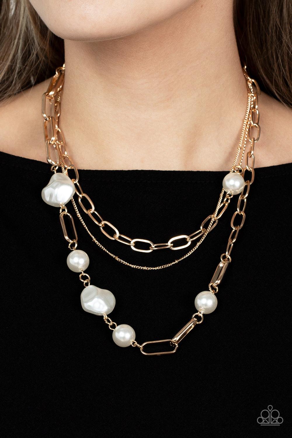 Paparazzi Modern Innovation - Gold Pearl Necklace