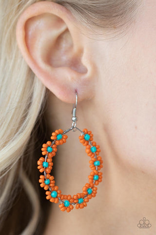 Paparazzi Festively Flower Child Orange Earrings