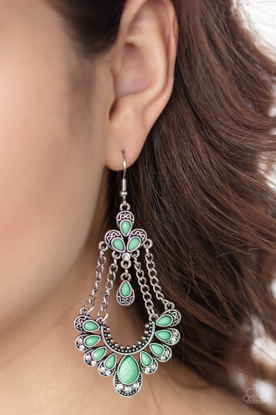 Paparazzi Unique Chic - Green Earrings