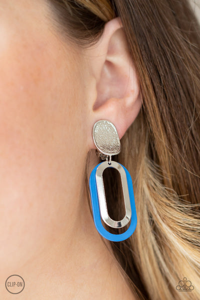 Paparazzi Melrose Mystery Blue Clip on Earrings