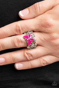 Paparazzi All FLUTTERED Up - Pink Butterfly Ring